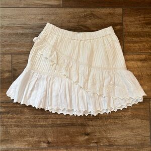 LoveShackFancy Ivory Embroidered Skirt